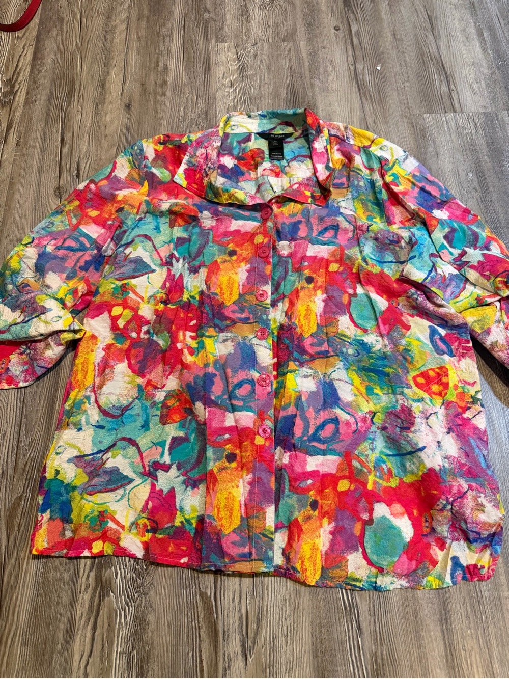 Ali Mills Colorful Abstract Print Button-Front Women's Jacket size 1X